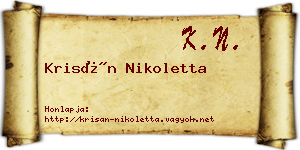 Krisán Nikoletta névjegykártya