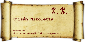 Krisán Nikoletta névjegykártya